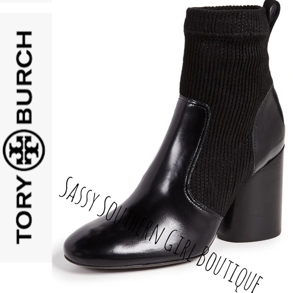 🆕⭐TORY BURCH black patent leather and cord ankle boots - Picture 3 of 16